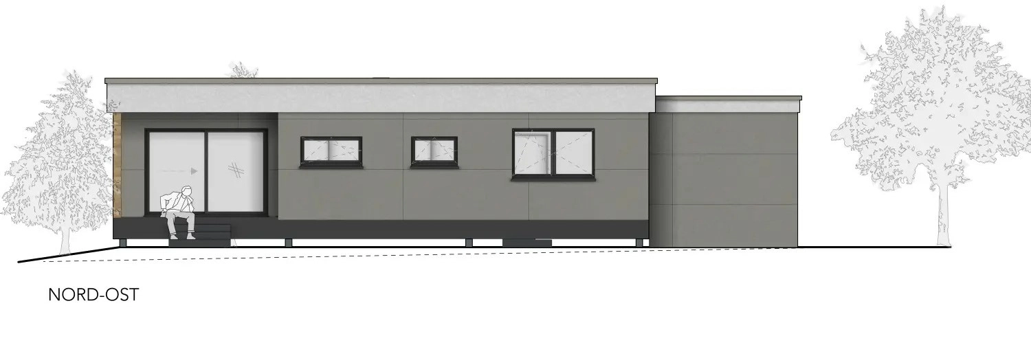 Bungalow in Modulbauweise mit Carport von Sandra Johnson Architektin & Innenarchitektin