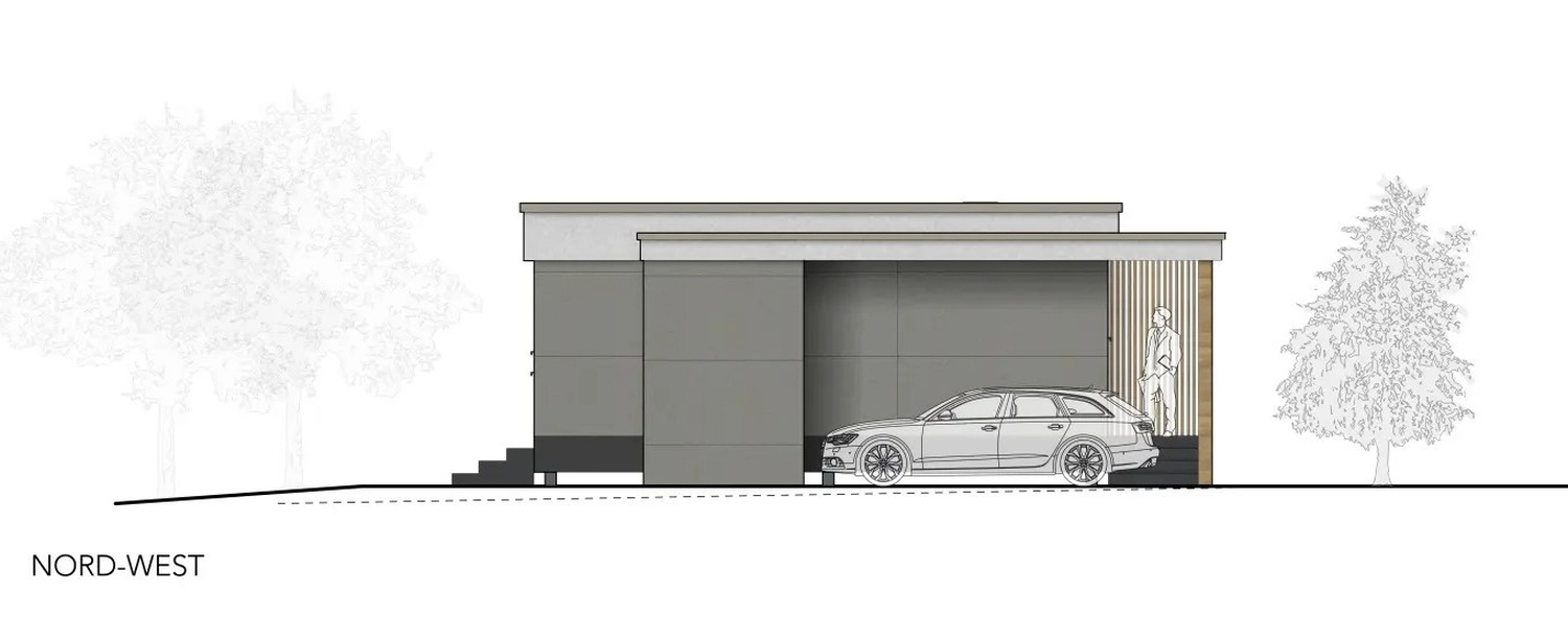 Bungalow in Modulbauweise mit Carport von Sandra Johnson Architektin & Innenarchitektin