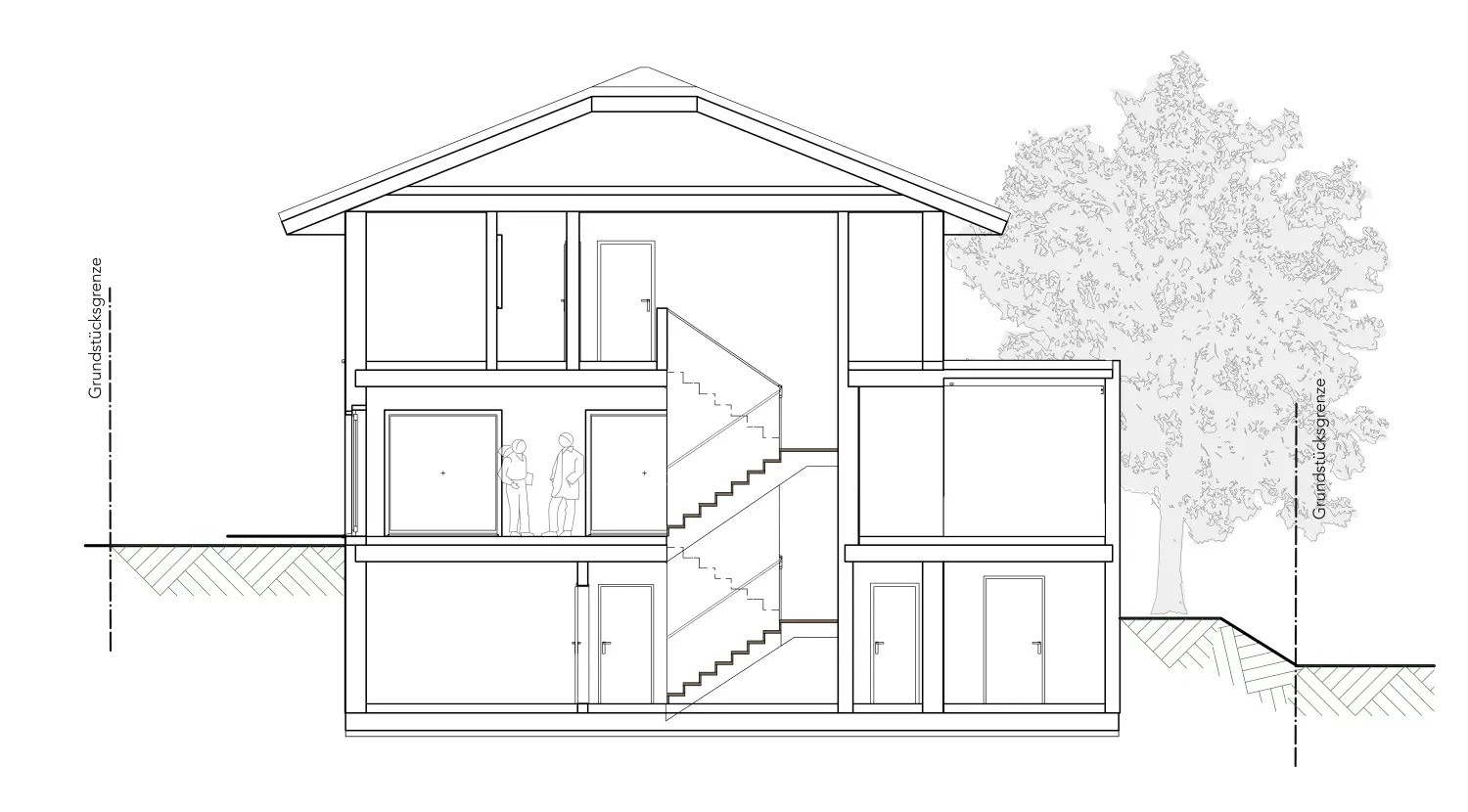Stadtvilla mit Wohnkeller und Garage, Hanglage von Sandra Johnson Architektin & Innenarchitektin