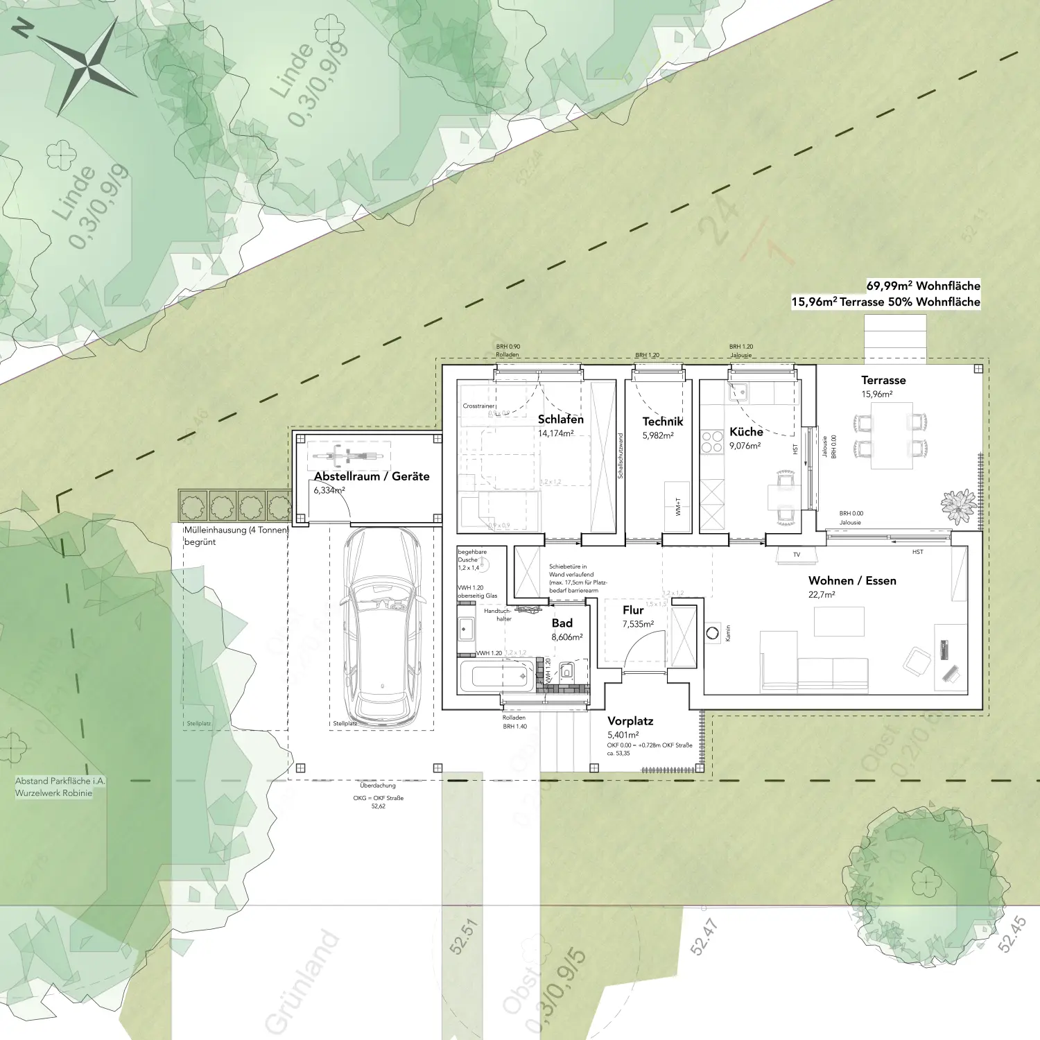 Bungalow in Modulbauweise mit Carport von Sandra Johnson Architektin & Innenarchitektin
