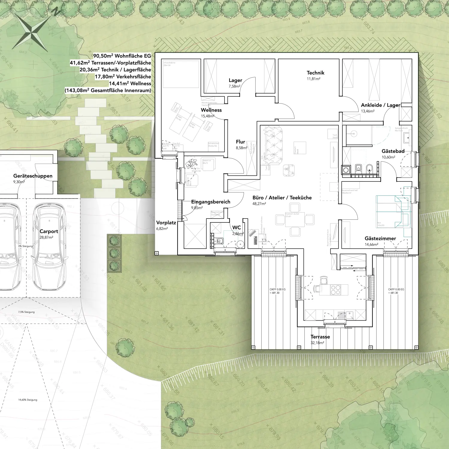 modernes Landhaus in Hanglage von Sandra Johnson Architektin & Innenarchitektin