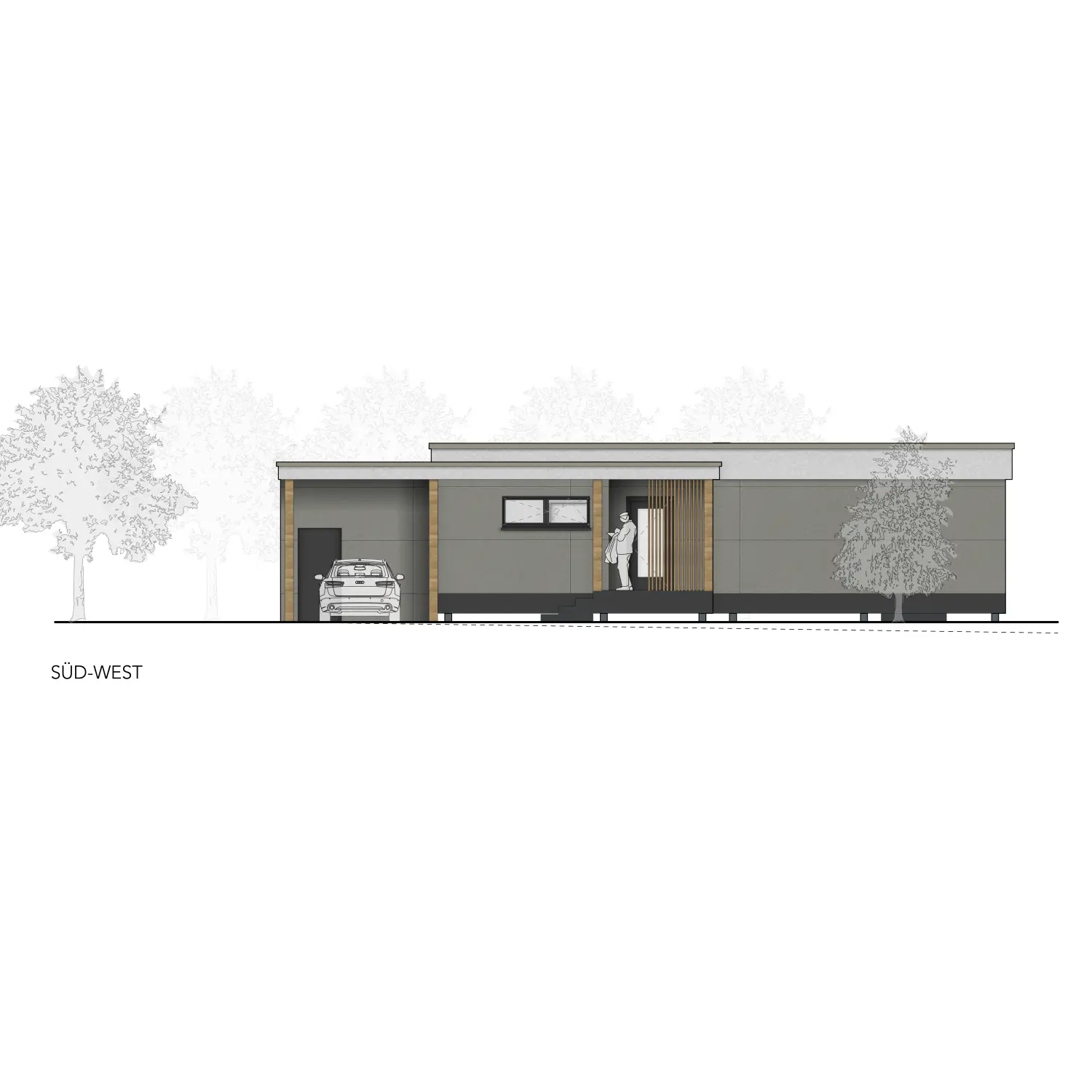 Bungalow in Modulbauweise mit Carport von Sandra Johnson Architektin & Innenarchitektin