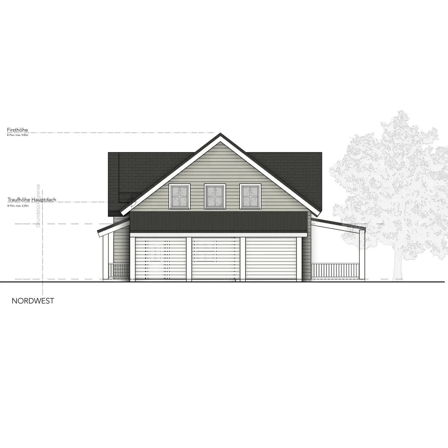 Einfamilienhaus mit Carport im New England Stil von Sandra Johnson Architektin & Innenarchitektin