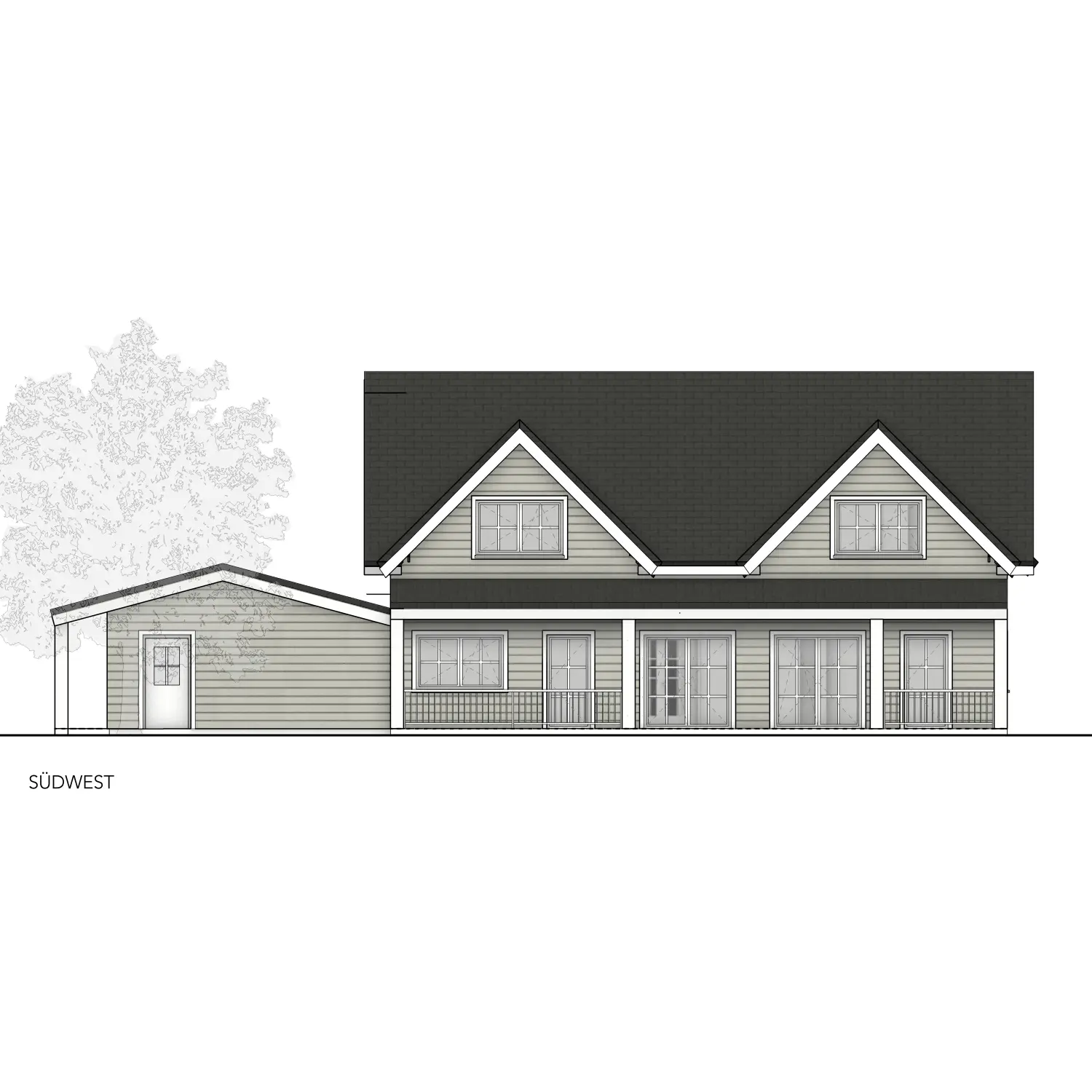 Einfamilienhaus mit Carport im New England Stil von Sandra Johnson Architektin & Innenarchitektin