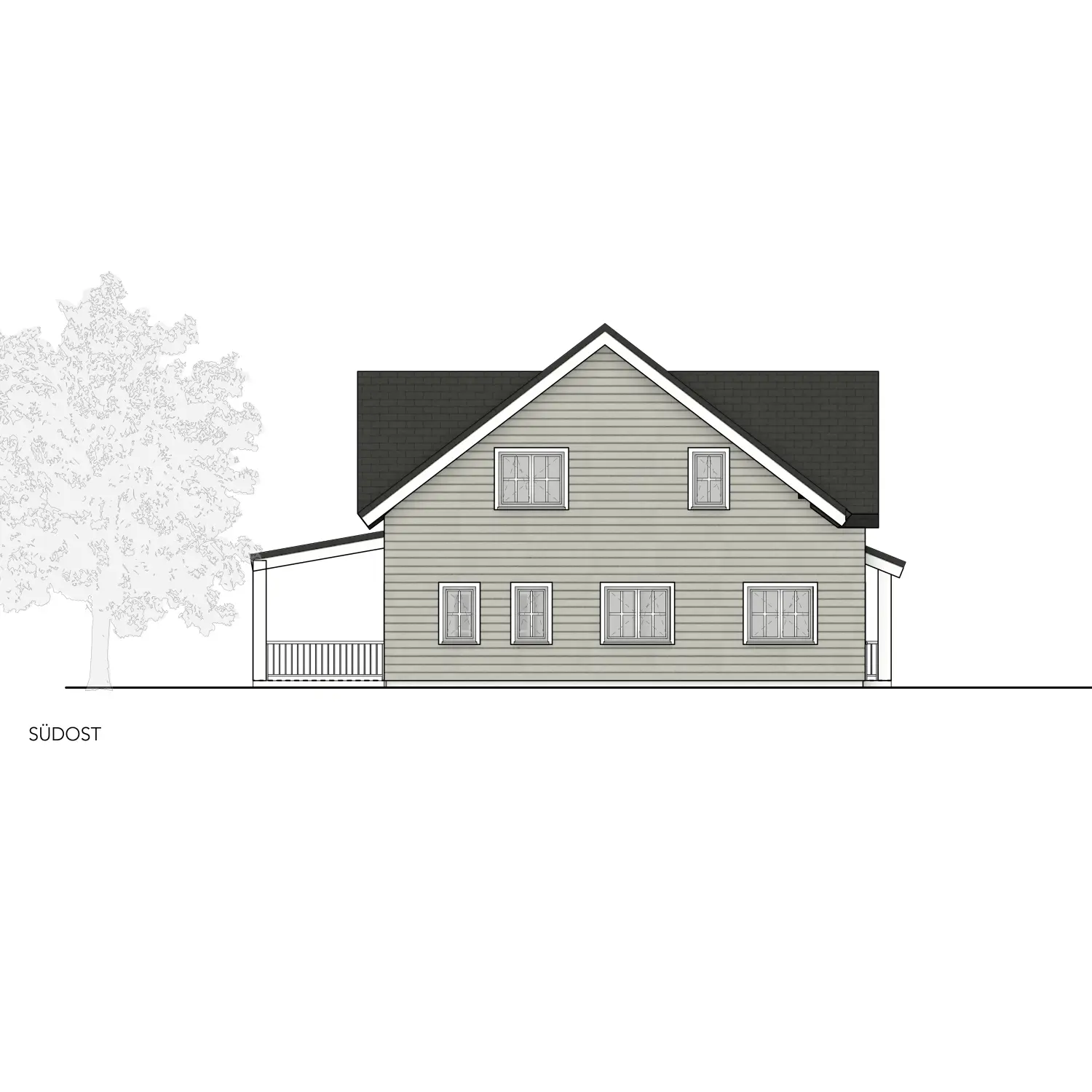 Einfamilienhaus mit Carport im New England Stil von Sandra Johnson Architektin & Innenarchitektin